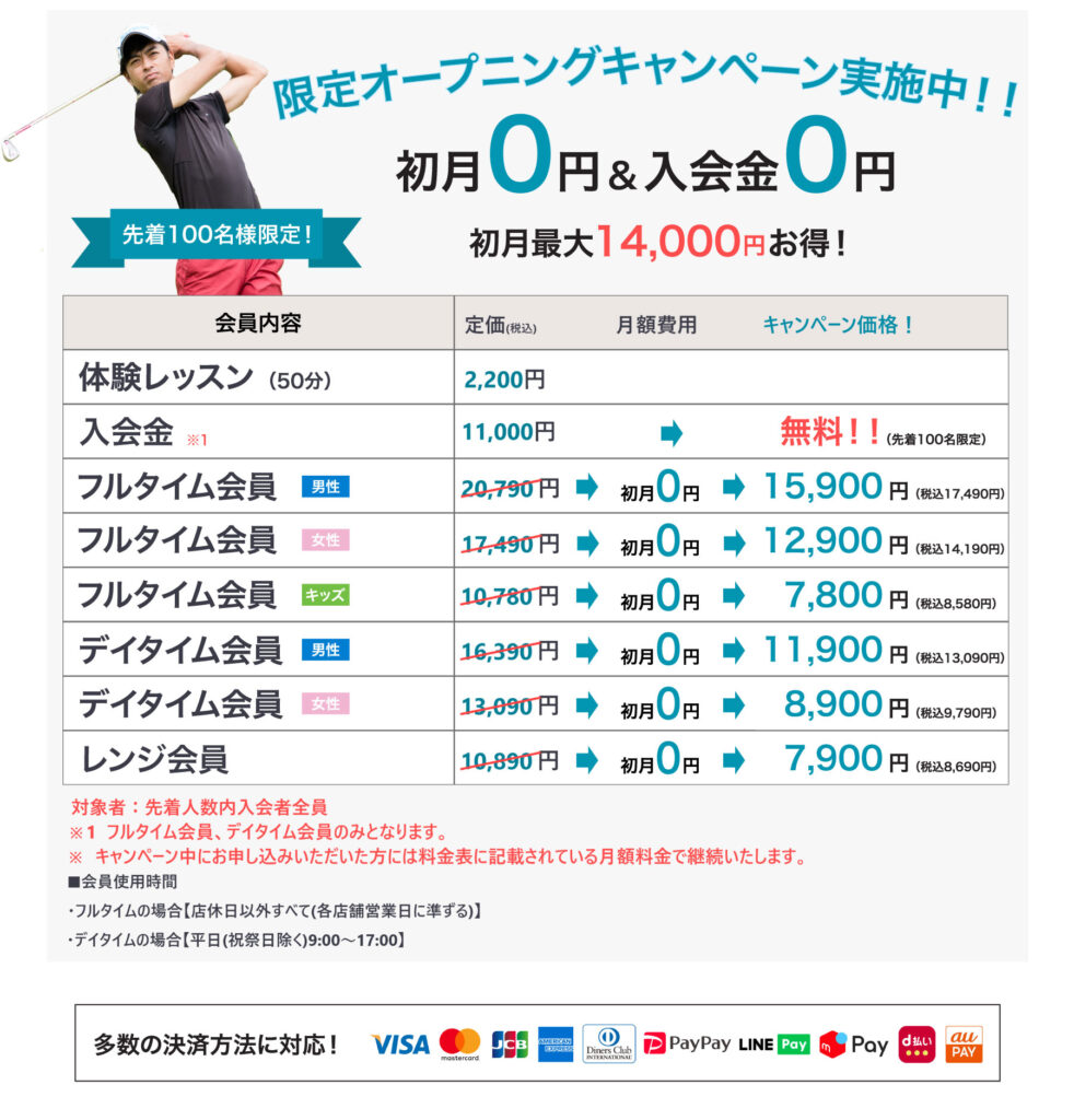 キャンペーン料金表